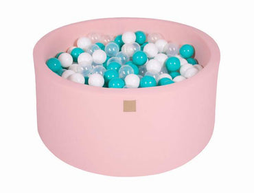 Ballenbak Rond 300 ballen 90x40 cm Licht Roze: Wit, Transparant, Turquoise